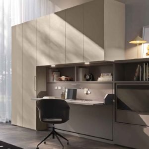 letto singolo orizzontale trasformabile con scrivania