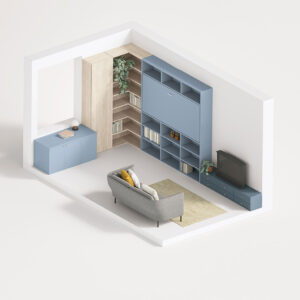 Letto trasformabile inserito in un contesto di soggiorno living